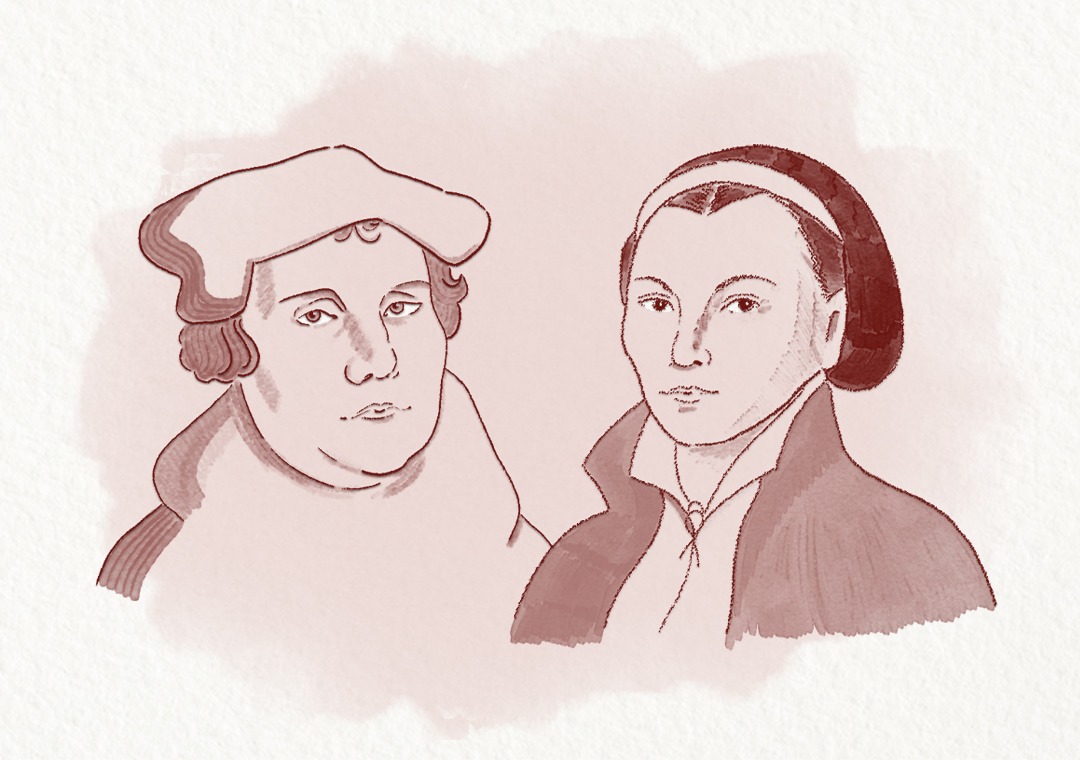 Martim Lutero e Catarina von Bora lado a lado