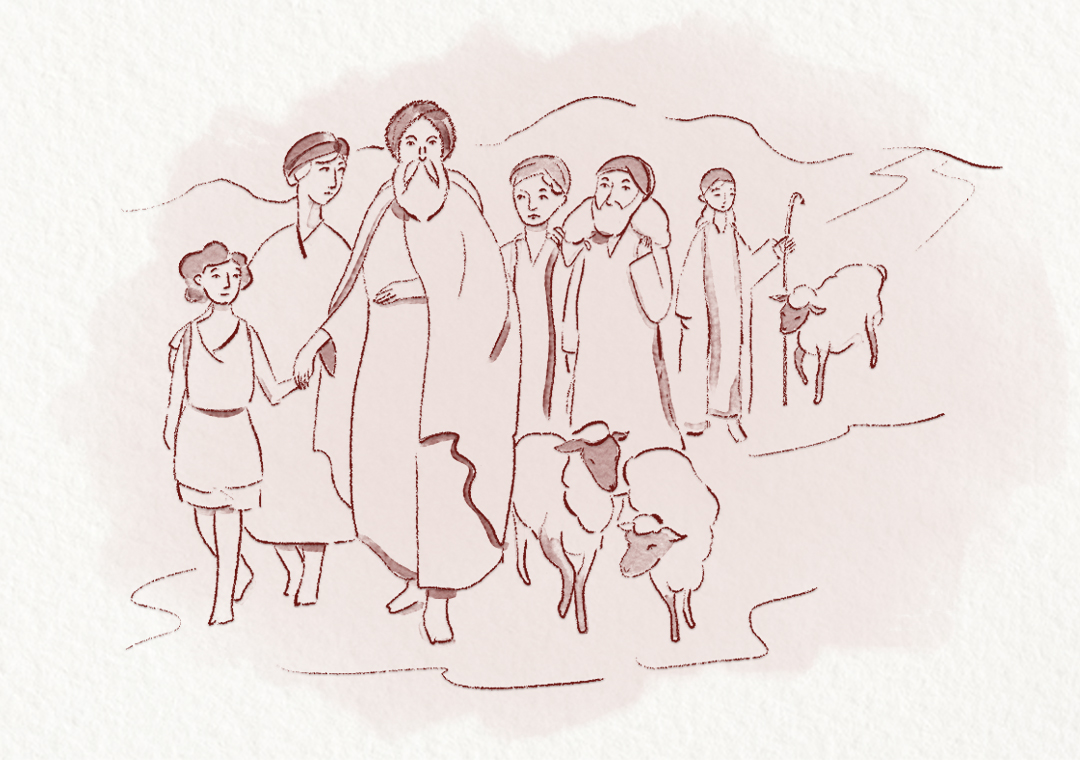 Imagem estilizada de Abraão e sua família