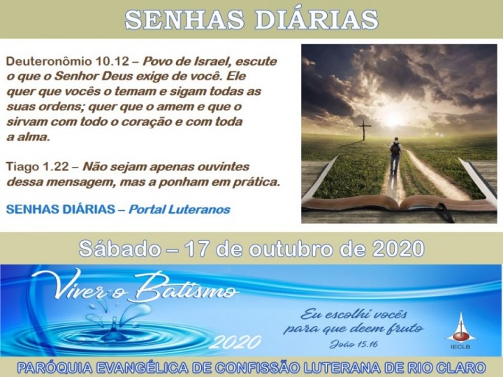 Senhas do dia - 17.10.2020