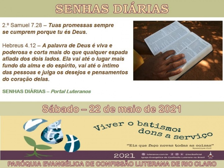 Senhas do dia - 22.05.2021