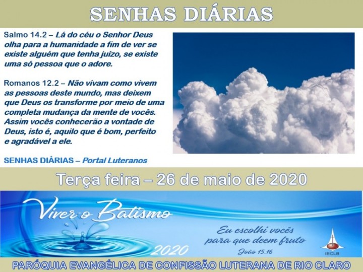 Senhas do dia - 26.05.2020