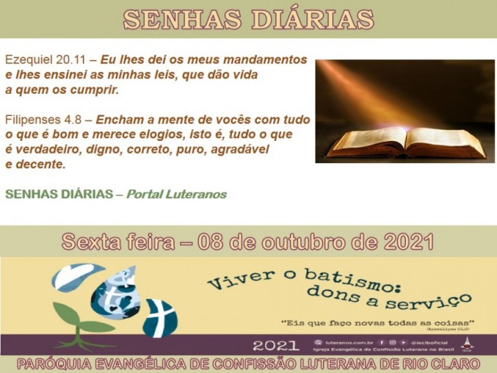 Senhas do dia - 08.10.2021