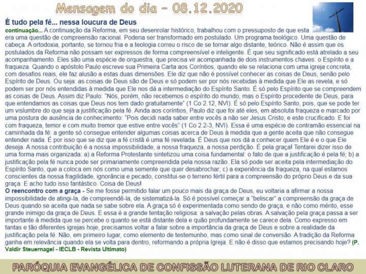 Mensagem do dia - 08.12.2020