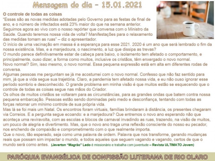 Mensagem do dia - 15.01.2021