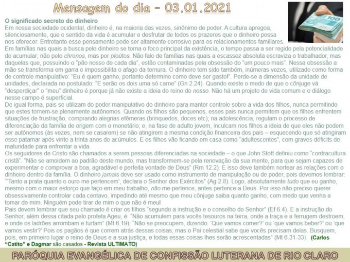 Mensagem do dia - 03.01.2021