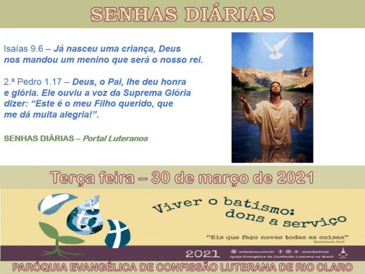 Senhas do dia - 30.03.2021