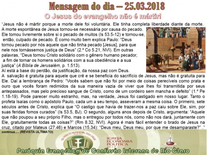 Mensagem do dia - 25.03.2018