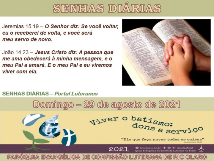 Senhas do dia - 29.08.2021