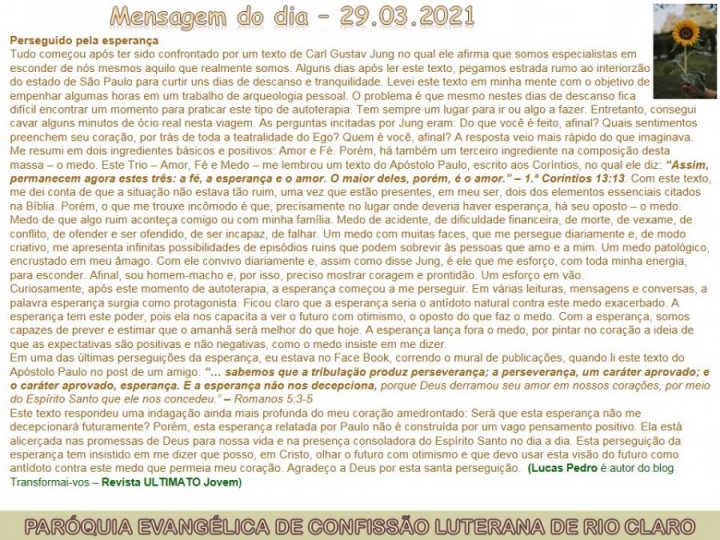 Mensagem do dia - 29.03.2021