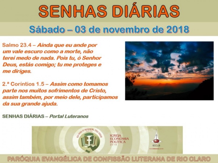 Senhas do dia - 03.11.2018