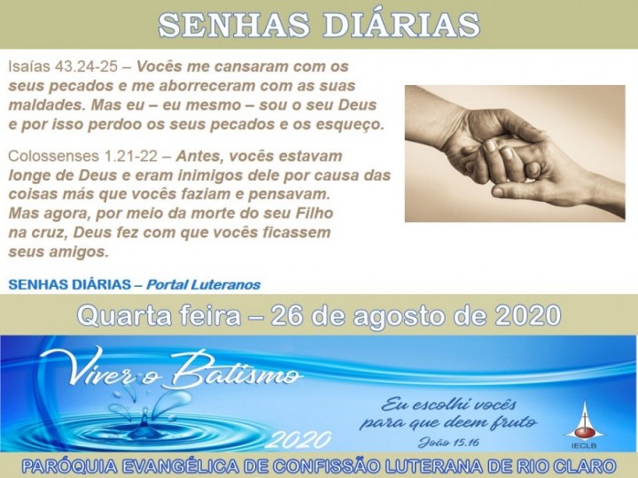 Senhas do dia - 26.08.2020