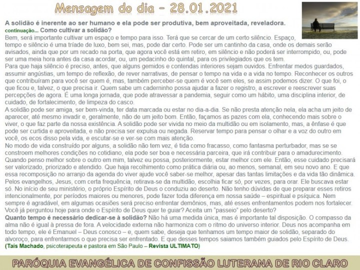 Mensagem do dia - 28.01.2021