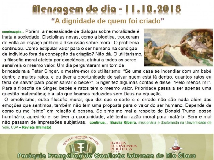 Mensagem do dia - 11.10.2018