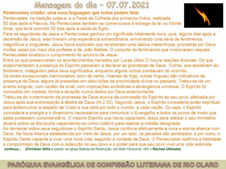 Mensagem do dia - 07.07.2021