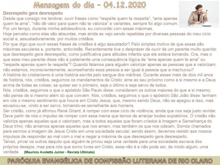 Mensagem do dia - 04.12.2020