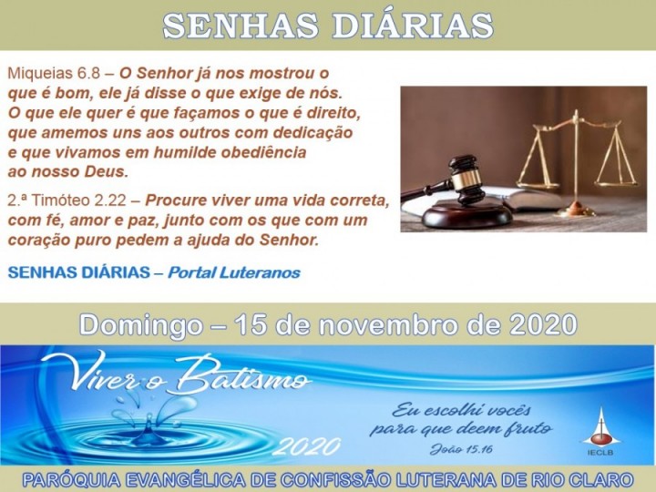 Senhas do dia - 15.11.2020