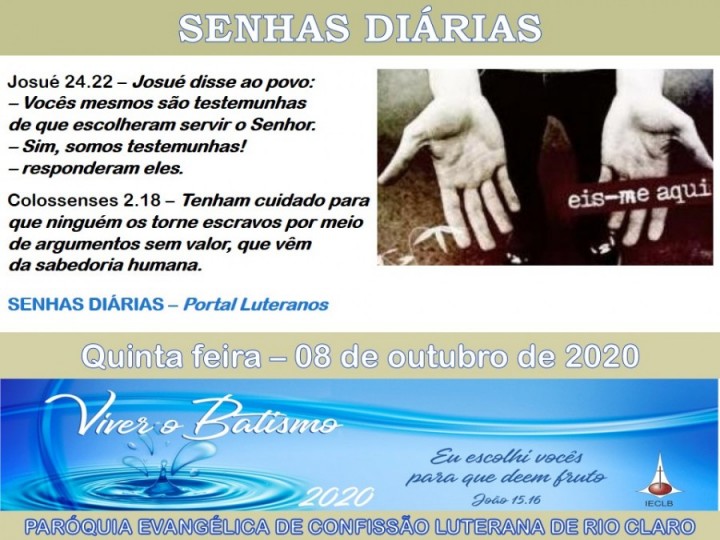 Senhas do dia - 08.10.2020