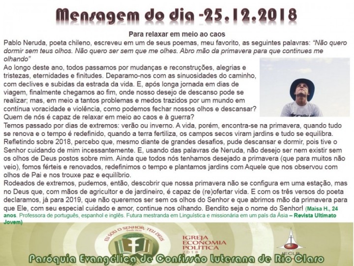 Mensagem do dia - 25.12.2018