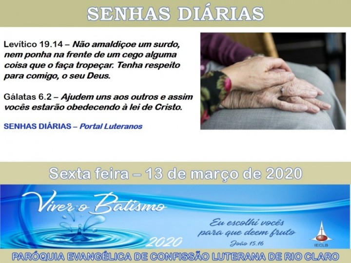 Senhas do dia - 13.03.2020