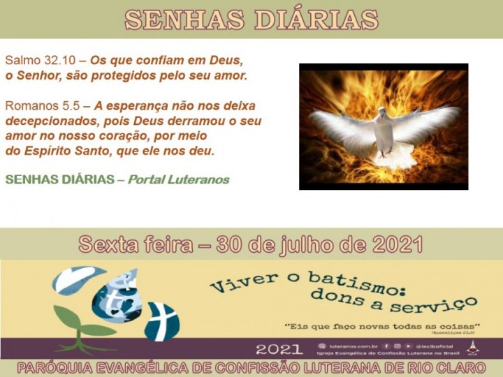 Senhas do dia - 30.07.2021