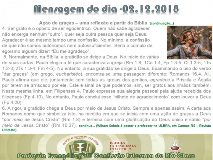 Mensagem do dia - 02.12.2018