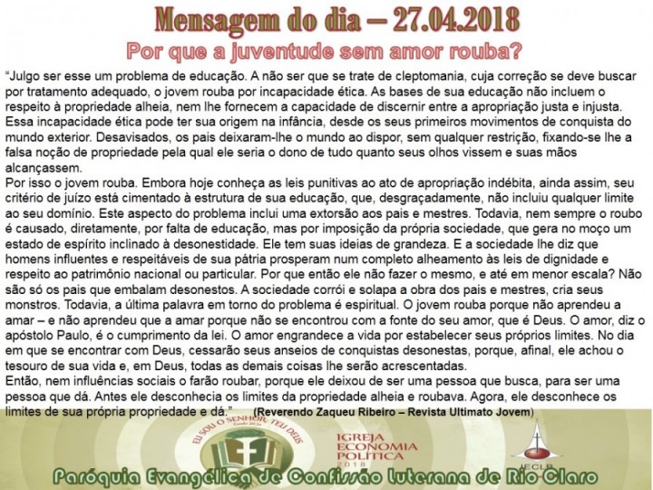 Mensagem do dia - 27.04.2018