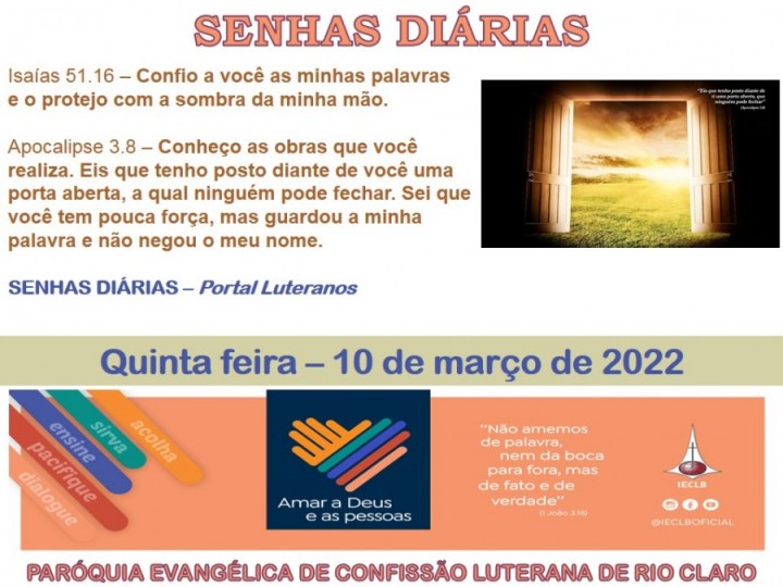 Senhas do dia - 10.03.2022