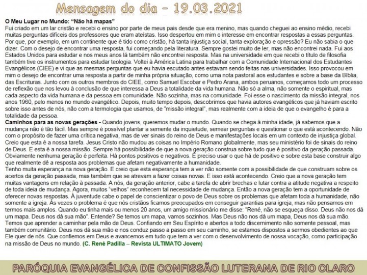 Mensagem do dia - 19.03.2021