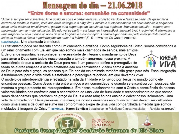 Mensagem do dia - 21.06.2018