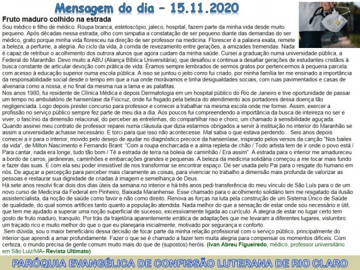 Mensagem do dia - 15.11.2020