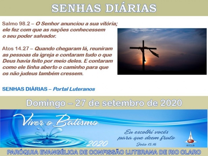 Senhas do dia - 27.09.2020