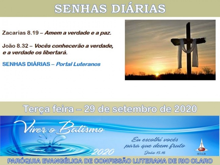 Senhas do dia - 29.09.2020