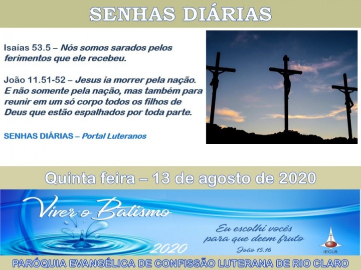 Senhas do dia - 13.08.2020