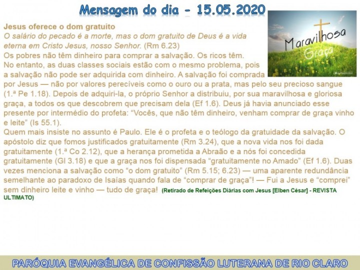 Mensagem do dia - 15.05.2020