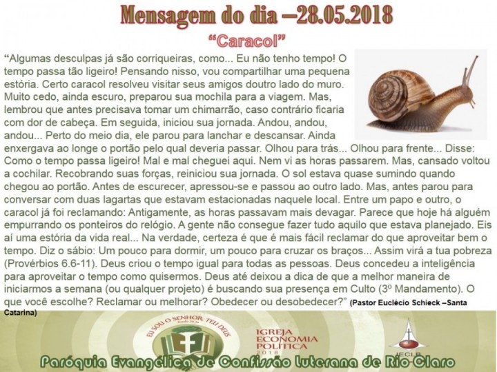 Mensagem do dia - 28.05.2018