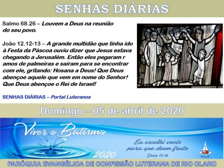 Senhas do dia - 05.04.2020