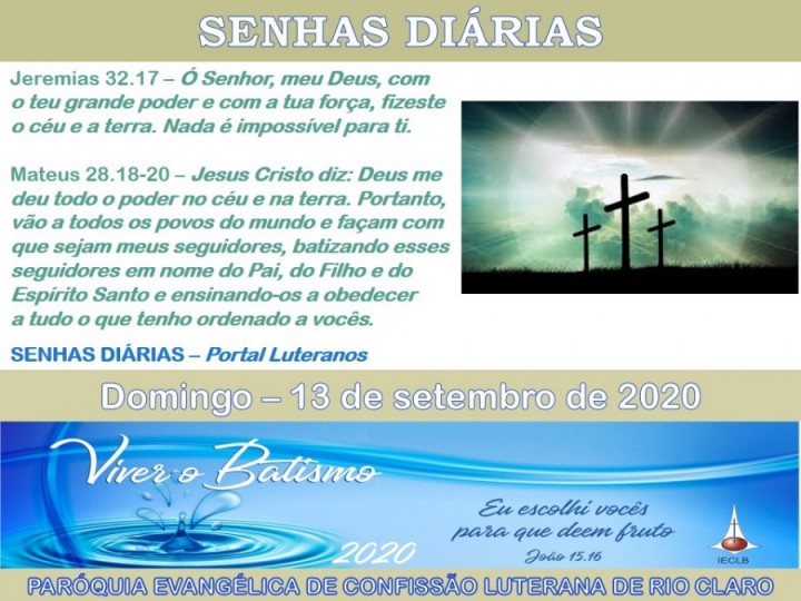 Senhas do dia - 13.09.2020