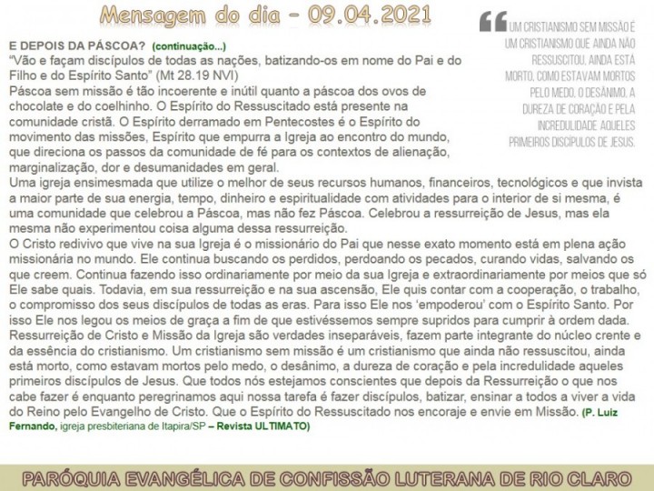 Mensagem do dia - 09.04.2021