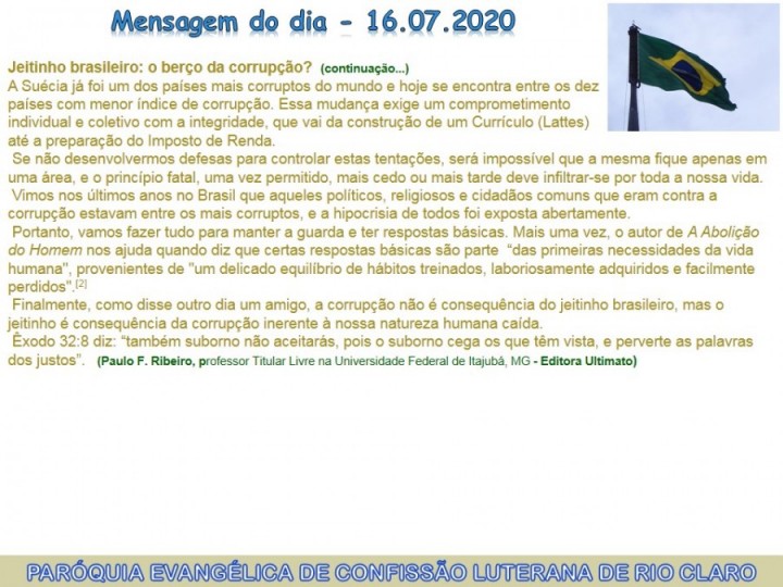 Mensagem do dia - 16.07.2020