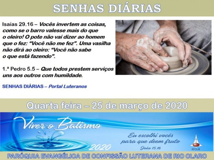 Senhas do dia - 25.03.2020