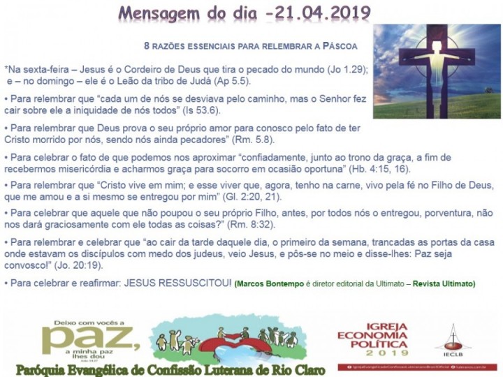 Mensagem do dia - 21.04.2019