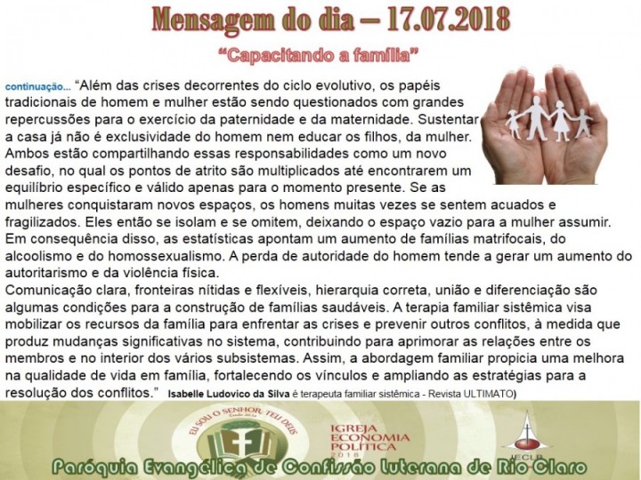 Mensagem do dia - 17.07.2018