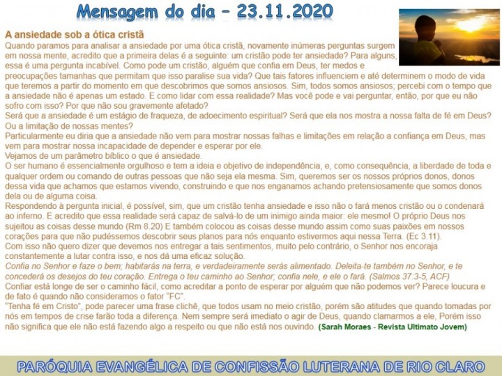 Mensagem do dia - 23.11.2020