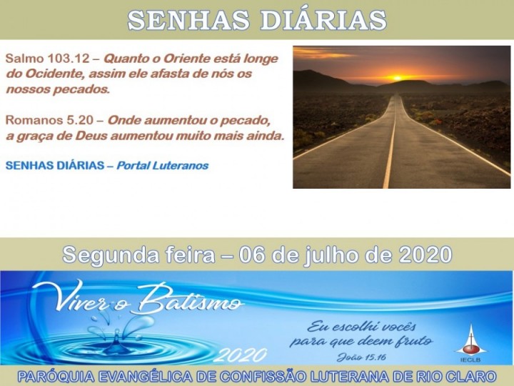 Senhas do dia - 06.07.2020