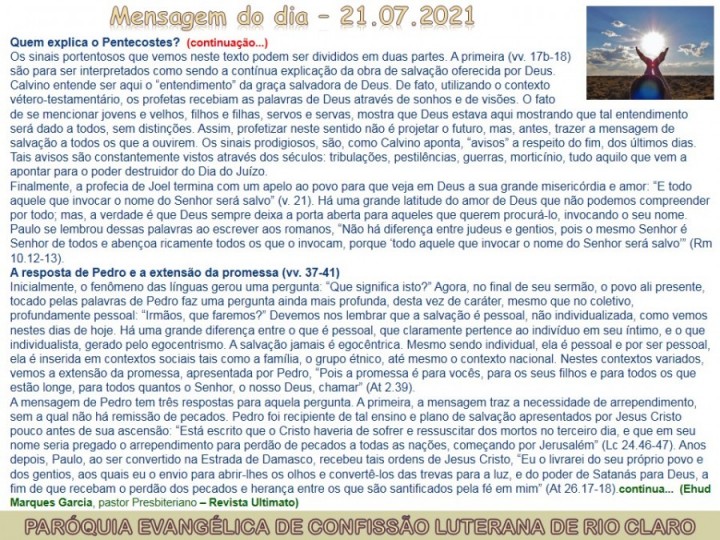 Mensagem do dia - 21.07.2021