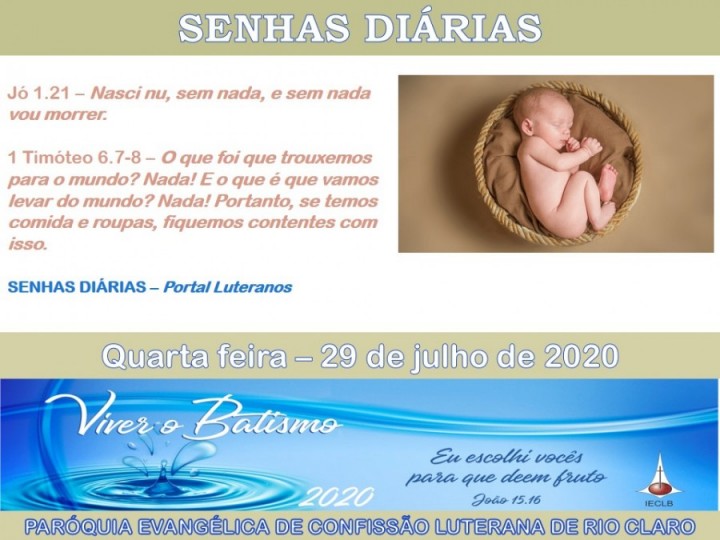 Senhas do dia - 29.07.2020