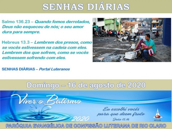 Senhas do dia - 16.08.2020