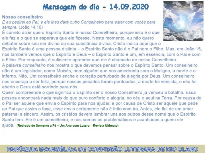 Mensagem do dia - 14.09.2020