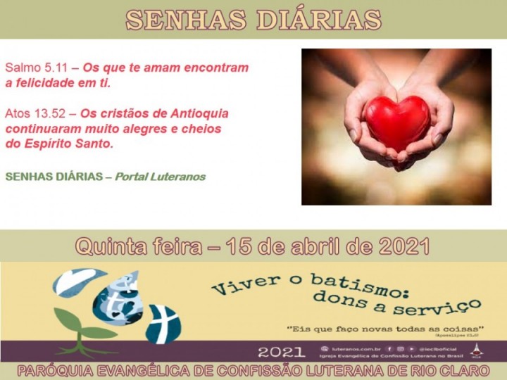 Senhas do dia - 15.04.2021