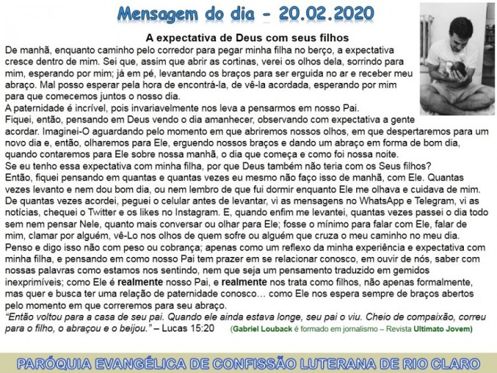 Mensagem do dia - 20.02.2020